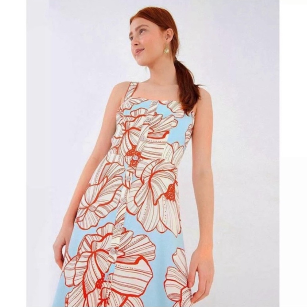 ❤️ NWOT Farm Rio Graphic Froral Midi Dress - Size: Small